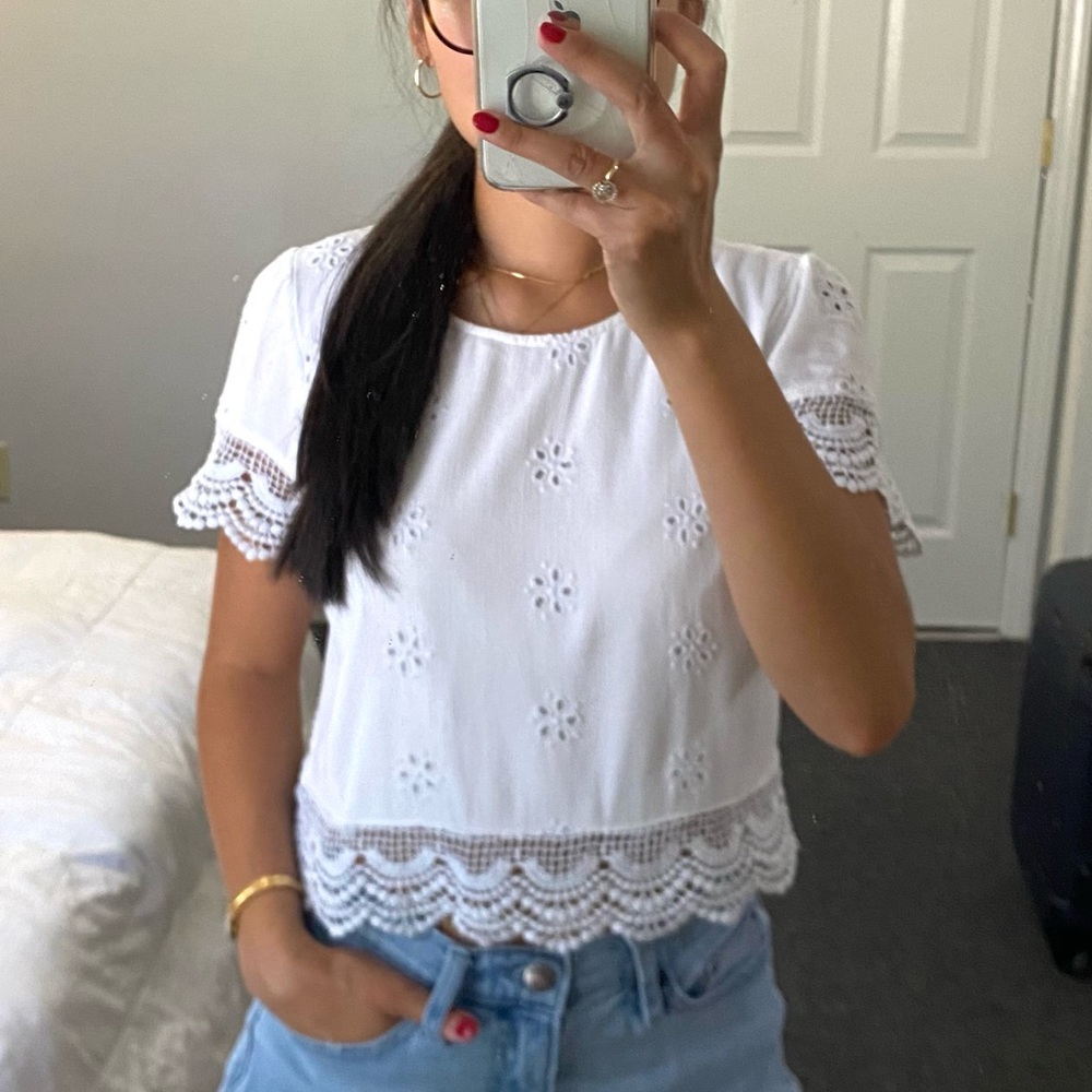 Hollister White Eyelet Lace Blouse